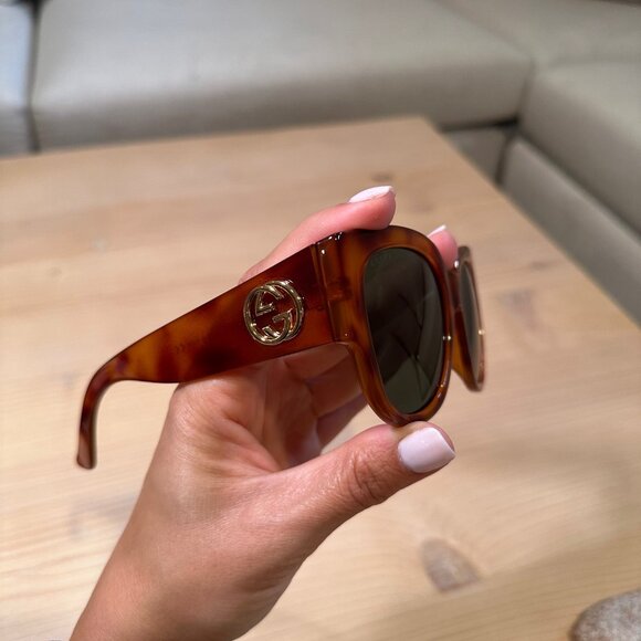 Gucci Oversized Sunglasses - Tortoise Shell with Gold Logo main image 6